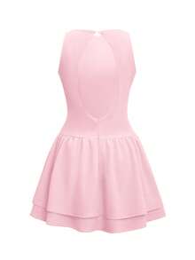 Women's Solid Color Fitted Backless Christmas Dress - Pink - View 4