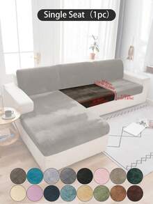 1 pieza Funda de cojín de sofá de peluche de zorro plateado gris oscuro, minimalista clásica, funda protectora decorativa a prueba de polvo de unicolor y elástica, adecuada para hotel, dormitorio, decoración de sala de estar, decoración de habitación, negro, gris claro, caqui, decoración de otoño, decoración de habitación, vuelta al colegio, útiles escolares