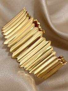 1pc Exaggerated Wrap Bracelet For Women Golden Stainless Steel Bracelet Chunky Wide Bangle Bracelet For Christmas Birthday Party Daily Jewelry