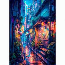 1幅日式街景樱花建筑帆布海报，适合现代客厅家居装饰，秋季风格 - 彩色 - 查看 26