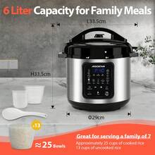 1pc 6L Multifunctional Electric Pressure Cooker, 1000W High Power, 18 Preset Functions, 1-Touch Keep Warm, 24H Timer, LED Display, 3 Pressure Levels, Stainless Steel Body, Aluminum Inner Pot, Non-Stick Coating, Ideal For Household Use - EU F Type Plug(220-240V) - View 5