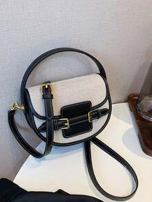 高品质马鞍包，复古缝线手提包，2025新款休闲百搭斜挎包 - 黑色 - 查看 7