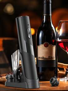CLITON Rechargeable Wine Opener Electric Wine Bottle Opener 7-In-1 Wine Gift Set With Electric Vacuum Pump, Charging Station, Foil Cutter, Wine Aerator Pourer And 2 Wine Stoppers