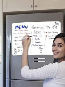 Convenient Magnetic Dry Erase Fridge Calendar - Comes With 2 Free Markers And 1 Magnetic Whiteboard Eraser, Perfect For Kitchen Organization And Office - White - View 8