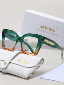 XVBQ 1 副猫眼超大尺寸 PC 商务和社交眼镜，时尚非处方眼镜，适合日常佩戴，带包装 - 貓眼 - 查看 1