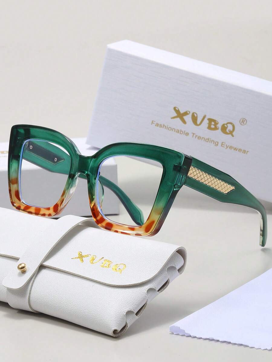 XVBQ 1 副猫眼超大尺寸 PC 商务和社交眼镜，时尚非处方眼镜，适合日常佩戴，带包装 - 貓眼 - 查看 1