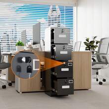 4 Drawer File Cabinet, Metal Vertical Black Filing Cabinets With Lock For Home Office With Name Card Holder For Letter/Legal/A4/F4 Size (Assemble Required) - màu đen - Xem 5