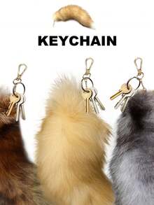 1 件钥匙扣尾巴链钥匙扣钥匙扣礼物可爱仿真狐尾钥匙扣吊坠钥匙扣包包饰品钥匙扣感恩节情人节节日礼物（颜色随机）冬季包包钥匙扣 - 彩色 - 查看 5