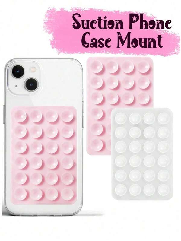 6pcs/Set 24pcs Silicone Suction Cup Phone Stand Pad, Multi-Function Suction Cup Wall Mount Bracket Square Non-Slip Phone Case Holder Suitable For Most Phones, Great For Home, Outdoor Shooting (1/2/3/6pcs Available)