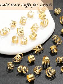 40 件发饰，适合辫子，金色发箍，多款式发环，可调节发珠，适合辫子辫子配件，适合女性和女孩，爪夹，发夹，发夹，发夹，学校用品