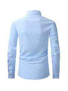 1 Pc Classic Mens Solid Business Shirt Slim Fit Button Down Office Work Formal Casual Wear Essential - 淺藍色 - 查看 2