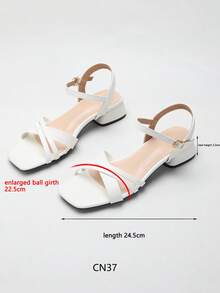 Wide Fit Women's Simple Style Strappy High Heels For Summer Outfit - Beige - View 2