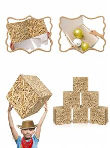 2 Stück/1 Stück Heurundballen als dekorative Boxen für Western-Cowboy-Party-Dekorationen, Bauernhof-Heu, Landhausstil-Boxen, gestapelte Strohsäcke, Karton-Geschenke, Fotorequisiten für Fotokabinen, Tischmittelpunkte für Rodeo-Geburtstag, Baby-Shower-Party-Zubehör, Heuballboxen in Großpackung, Wild-West-Fotokabinen-Requisiten für Western-Cowboy-Party, Geburtstaggeschenke, Bauernhof-Zubehör