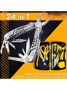 1 件户外露营生存救援工具不锈钢折叠便携式战术多功能钳子 24 合 1 多功能万能斜口钳五金 1 件多功能工具 24 合 1 多功能工具钳子，适用于生存露营和狩猎，适合男士、爸爸、丈夫和朋友的礼物