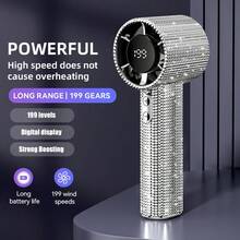 Luxury Full Diamond Portable Handheld Mini Fan, USB-C Rechargeable Turbo Fan, Speed Ajustable Quiet Fan, Summer Gift Box - trắng - Xem 1