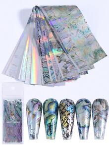 30张激光美甲贴纸，图案包括埃菲尔铁塔、激光大理石纹、蛇皮纹、巴黎地标、星空，适合美甲DIY、Y2K风格、全息美甲沙龙装饰 - 彩色 - 查看 2