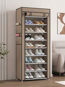 带盖鞋架，5-10 层高鞋架，大容量鞋架，节省空间，适用于衣柜、玄关、宿舍、卧室 - 彩色 - 查看 3