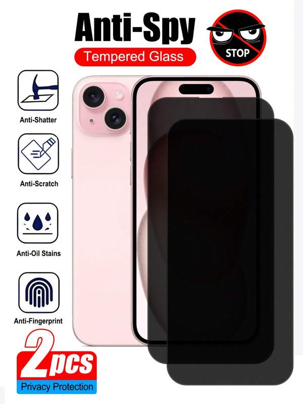 ZYONS 2 Packs Anti-Peep Tempered Glass Privacy Screen Protector For IPhone 17 Pro Max/Air/17/16 Pro Max/16 Plus/16E/15/14/13/12/11 Series - Glossy Finish, Anti-Scratch Fingerprint And Oil Stain, Phone Case Friendly, Privacy Screen Protection