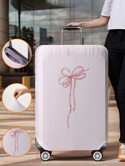 蝴蝶结图案行李箱盖 18-32 英寸灵活行李箱盖，适用于 18-32 英寸行李箱盖防刮保护器行李箱保护器行李箱盖保护罩防尘罩行李箱防尘罩旅行配件返校、学校用品、购物返校书包用于学校学校配件学校用品