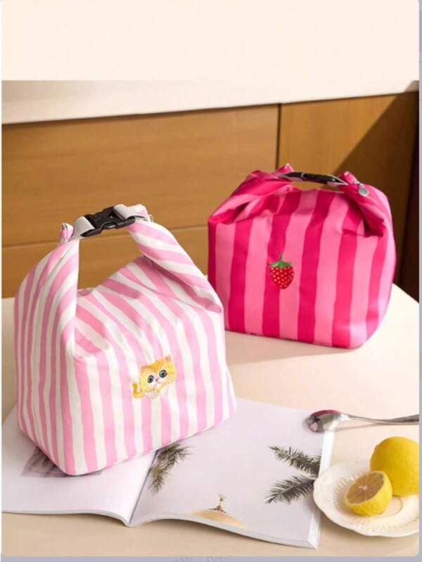 1 pieza Bolsa con volantes para lonchera, bolso térmico aislado para lonchera, bolsa portátil para la escuela, el trabajo, el desayuno y el almuerzo