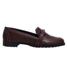 Mocassim Feminino Cafe Sola Tratorada Baixa Clássico Atemporal Casual Loafer Sapatilha Maricotta - Café - Visão 5