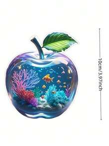 1pcs2D Flat Thickness 0.3 Cm Crystal Apple Creative Home Living Room Desktop Decoration, Colorful Acrylic Vibrant Bohemian Style, Collected Statues, Desktop Plaques, Suitable For Living Room, Bedroom, Study And Office Decoration