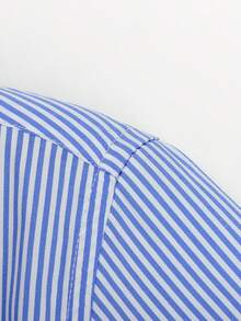 Audmroton Men's Long Sleeve Striped Dress Shirts, Regular Fit Comfy Cotton Blend Business Casual Button-Down Shirts With Front Pocket - 藍色 - 查看 3