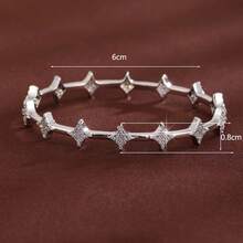 1pc Minimalist Four-Pointed Star Arrangement Design Cubic Zirconia Inlaid Women Bracelet - Multicolor - View 6