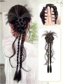 合成马尾辫、合成发髻马尾发片、爪夹发髻发夹、合成假发髻接发、女士日常佩戴发饰 - 彩色 - 查看 12