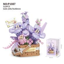 1 Set Compatible Building Blocks Succulent Potted Rose Bouquet Everlasting Flower Plant Assembly Toy, Birthday Gift, Suitable For Teenagers, Perfect Gift - Multicolor - View 7