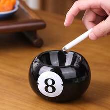Unique Black Eight Ceramic Ashtray - Perfect For Billiard Rooms, Home Bars & Parties - Ideal Gift For Men & Creative Birthday Presents