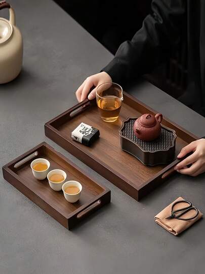 1 Pc Bamboo Wooden Serving Tray, Breakfast Tray With Handles Bed Tray For Breakfast Dinner, Eating Trays For Living Room-Back To School