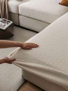 1 pièce Housse de canapé en peluche Teddy de couleur unie, élastique enveloppante, chaude et confortable, style minimaliste Ins, anti-dérapante et anti-salissure, lavable, convient pour canapé en L 1/2/3/4 places dans le salon, la chambre, le bureau