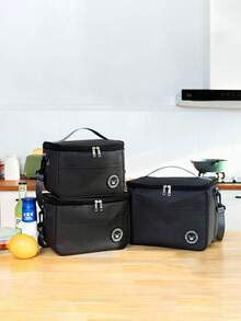1pc/2pcs/3pcs Black Hand-Held Lunch Box Bag With Rice, Thickened Lunch Box, Insulated Meal Bag, Oxford Cloth Bento Bag, Office Worker Bento Bag - Black - View 9