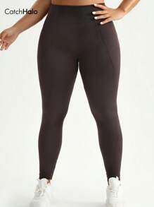 Catch Halo Leggings de yoga sin costuras talla grande - Bragas de cintura alta con cintura ancha para control de abdomen y levantamiento de glúteos Brazaletes de estiramiento de 4 vías y secado rápido y a prueba de sudor y calado + Leggings deportivos de fuerte soporte para gimnastas, yoga, pilates, correr (Crown, 1XL~3XLS)