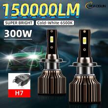 2 件 H1 H3 H7 H11 9005/HB3 9006/HB4 9012 9004 9007 H4 H13 汽车前照灯远/近光组合，12V 6500K 超白光 150000LM，高速风扇亮 3570CSP 芯片，即插即用灯泡，超聚焦光束，航空铝快速冷却