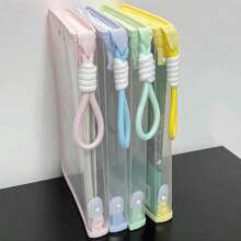 Macaron Color Transparent A4 File Bag, Large Capacity Zipper Document Bag With Handle, Waterproof Reinforced Stationery Organizer, Suitable For Students,School Supplies,Back To School
