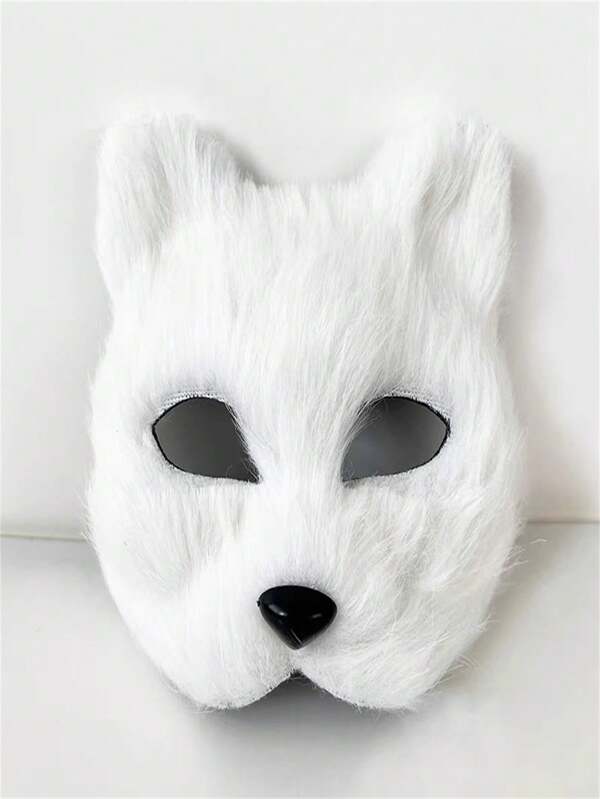 Halloween Costume Set: Faux Fox Mask, Gloves, Plush Fox Tail, Handmade Animal Tail Cosplay Props