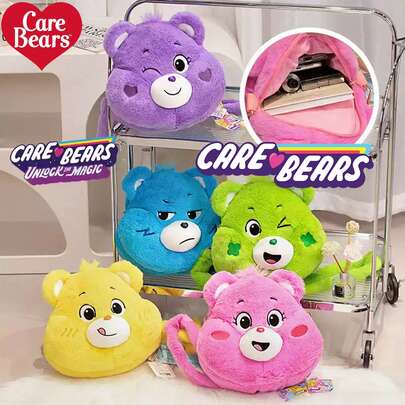 CARE BEARS Sac à bandoulière en peluche, sac bandoulière grande capacité, mode polyvalente, doux et agréable à la peau, sangle d'épaule confortable - convient pour le travail, les études, les voyages, les achats et le stockage, excellent cadeau de Noël.