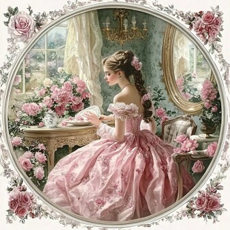 JOZYSH 1 Set Diamond Painting Vintage Women's Outfit, 40x40cm/15.7x15.7 Inches, Full Round Diamond Embroidery Kit, Frameless Art And Craft, DIY Kit Suitable For Beginners