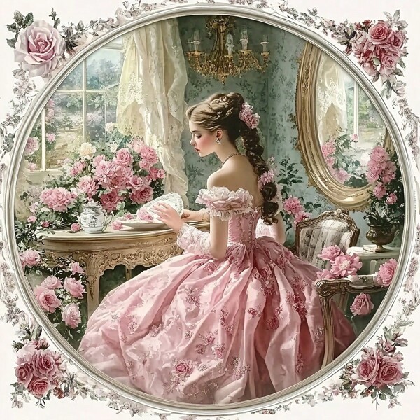 JOZYSH 1 conjunto de pintura diamante vintage para mulheres, 40x40 cm/15,7x15,7 polegadas, kit de bordado diamante redondo completo, arte e artesanato sem moldura, kit faça você mesmo adequado para iniciantes