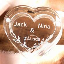 Personalisierte Laser-Gravur Hochzeitsring Box, Liebesring Box, Acryl Ring Box, Herz-förmige Hochzeitsring Box, transparente Verlobungsbox