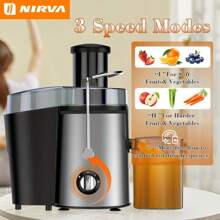 Nirva Nirva Juicer, Juicer, Orange Juice Machine, Centrifugal Juicer. 450W High Power, Easy To Extract Fruit And Vegetable Juice. Micro Switch, All Copper Power Cord, Motor Overload Protection, Suitable For Single Or Small Families