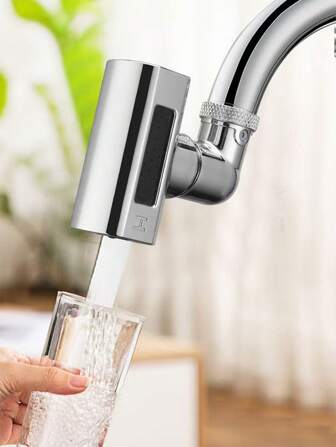 Kleine kraan-bubbler: 360 graden draaibare kraanverlenger, spatwaterdichte kraan voor gootsteen, draaibare mechanische arm badkamerkraanverlenger, draaibaar verlengfilter voor keuken, vier modi voor multifunctionele schuimaccessoires tegen spatwater, installatieadapter en sleutel