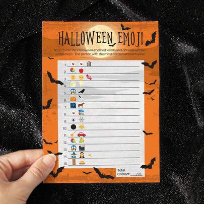 Halloween Party E Moji Guessing Game - 20 Game Cards For K Ids, Adults, Classrooms, And Fall Events
