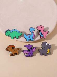 1/6 Stück Cartoon Kreativ Dinosaurier Pterodaktylus Triceratops Brosche, Legierung Öltropfen Abzeichen Bekleidungszubehör Taschendekoration, Spaßstecknadeln, Anstecknadel, Cap-Pins, Schulranzen-Pins