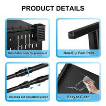Extendable Microwave Shelf With Hooks, Microwave Stand, Kitchen Storage Rack -42-68*36*46 Cm - Black - View 8