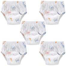 5 件可重复使用的婴儿训练裤，可洗尿布袋，透气如厕学习内衣，防水防漏幼儿尿布，柔软舒适的材质，适合所有季节的婴儿