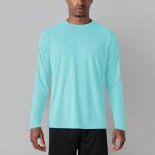 Camisas de manga larga para hombres UPF 50+ Protección solar UV Camisas deportivas para senderismo, correr, entrenamiento Rash Guard-2025 - Azul agua - Ver 10