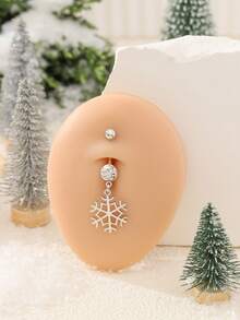 1 件时尚雪花肚脐环，适合女士，私密穿孔饰品，圣诞礼物 - 雪花 - 查看 7